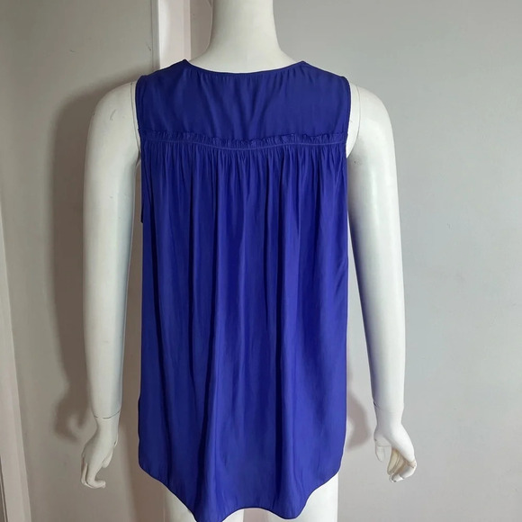 Ramy Brook Women Electric Blue Satin V-neck Sleeveless Blouse Top Size S/P - Picture 4 of 10